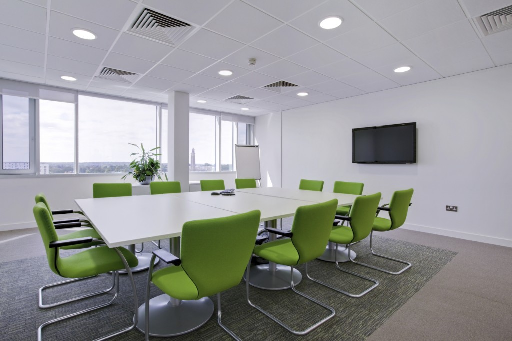 The horizontal working plane in an office